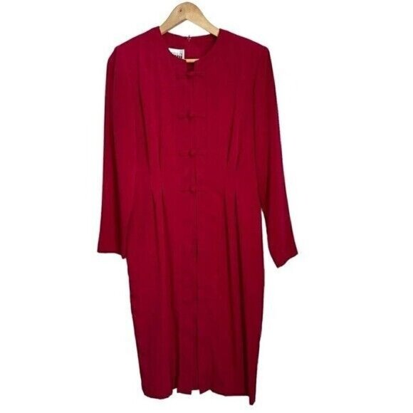 Vintage Red Dress size 8 Short Sleeve Asian Inspired - Picture 1 of 10